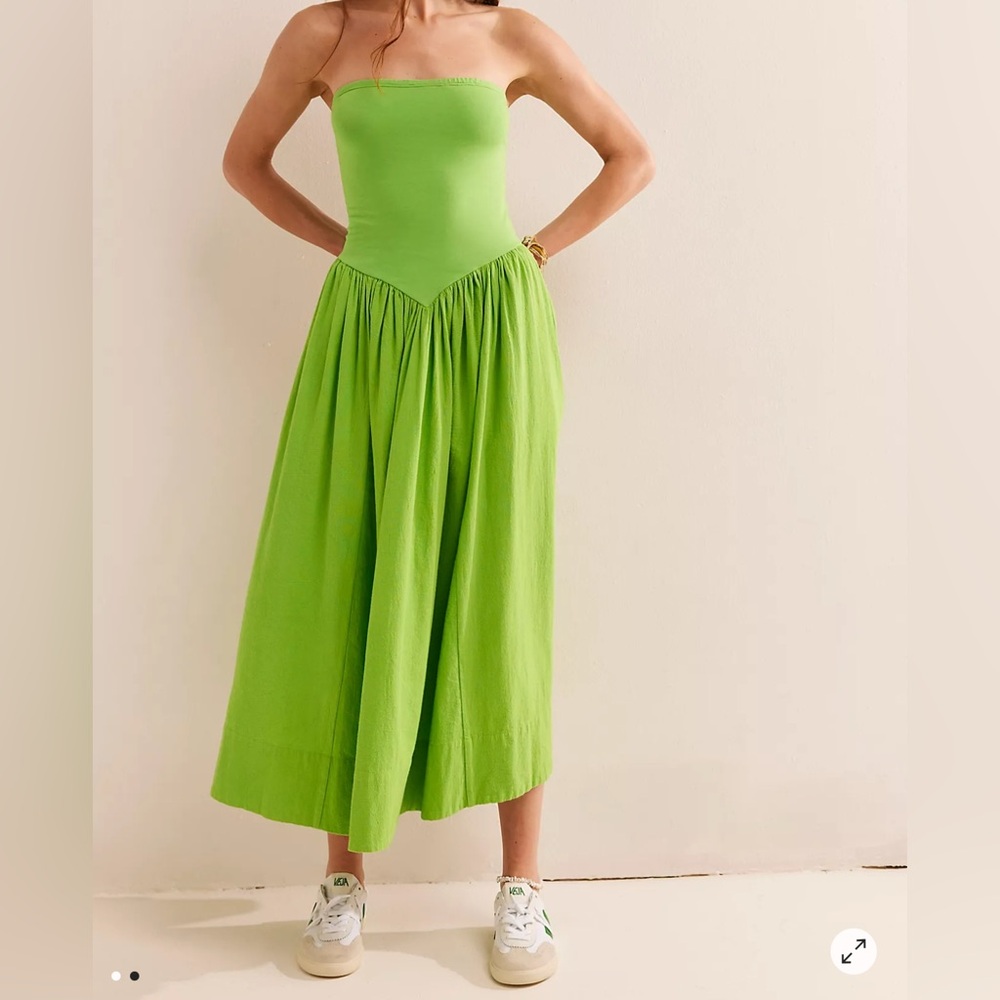 FREE PEOPLE Onda Drop Waist Tube Midi Dress